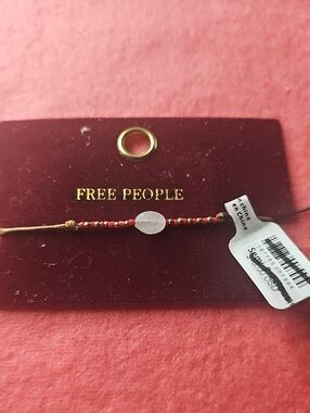 Free People Beaded Friendship Bracelet - Red with White Center Stone